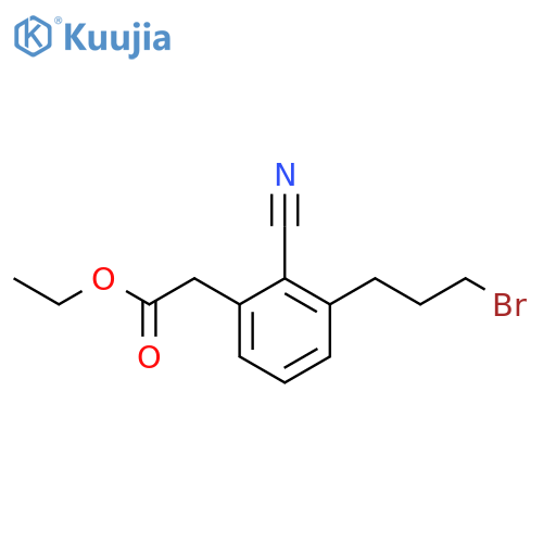 Ethyl 3-(3-bromopropyl)-2-cyanophenylacetate structure
