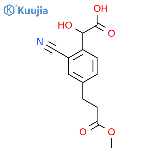 2-Cyano-4-(3-methoxy-3-oxopropyl)mandelic acid structure