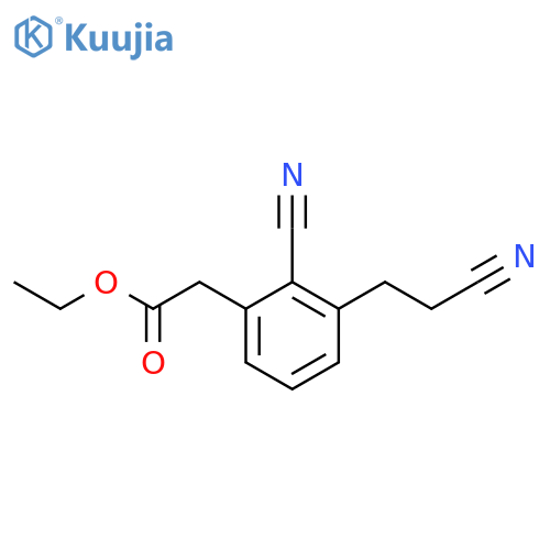 Ethyl 2-cyano-3-(2-cyanoethyl)phenylacetate structure