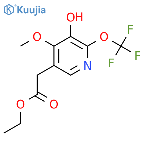 Ethyl 3-hydroxy-4-methoxy-2-(trifluoromethoxy)pyridine-5-acetate structure