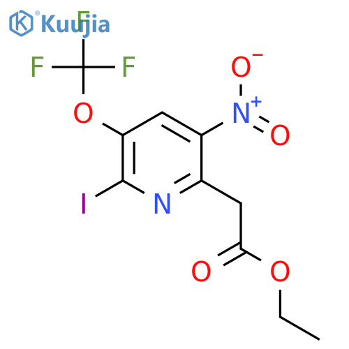 Ethyl 2-iodo-5-nitro-3-(trifluoromethoxy)pyridine-6-acetate structure