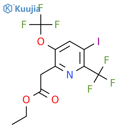 Ethyl 3-iodo-5-(trifluoromethoxy)-2-(trifluoromethyl)pyridine-6-acetate structure