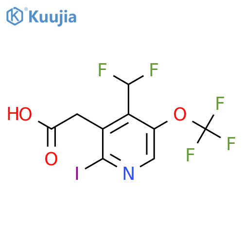 4-(Difluoromethyl)-2-iodo-5-(trifluoromethoxy)pyridine-3-acetic acid structure