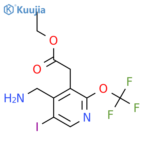 Ethyl 4-(aminomethyl)-5-iodo-2-(trifluoromethoxy)pyridine-3-acetate structure