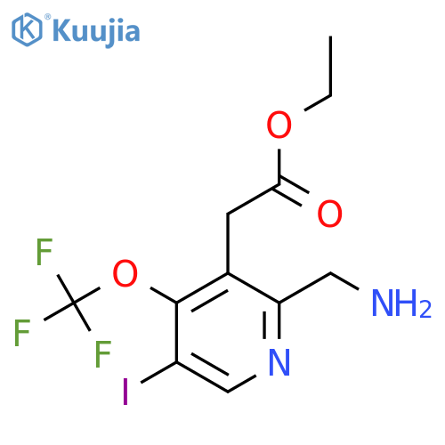 Ethyl 2-(aminomethyl)-5-iodo-4-(trifluoromethoxy)pyridine-3-acetate structure