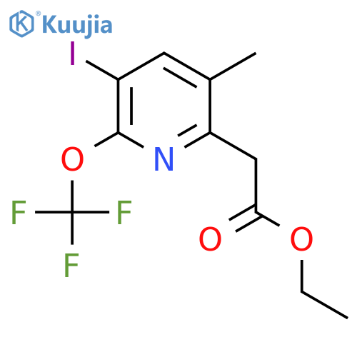 Ethyl 3-iodo-5-methyl-2-(trifluoromethoxy)pyridine-6-acetate structure