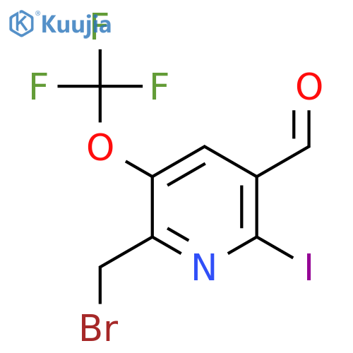 2-(Bromomethyl)-6-iodo-3-(trifluoromethoxy)pyridine-5-carboxaldehyde structure