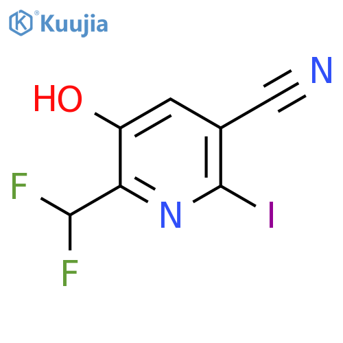 5-Cyano-2-(difluoromethyl)-3-hydroxy-6-iodopyridine structure