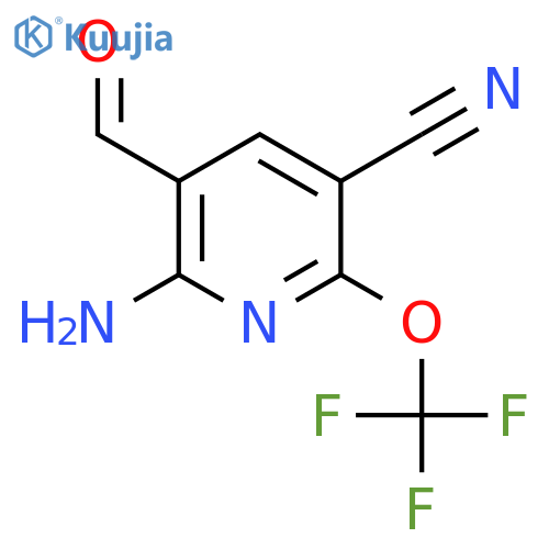 2-Amino-5-cyano-6-(trifluoromethoxy)pyridine-3-carboxaldehyde structure