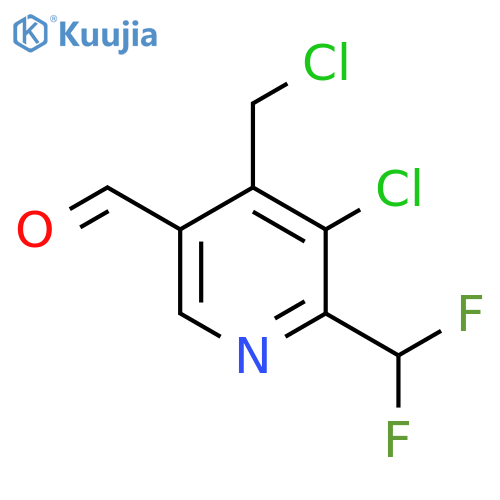 3-Chloro-4-(chloromethyl)-2-(difluoromethyl)pyridine-5-carboxaldehyde structure