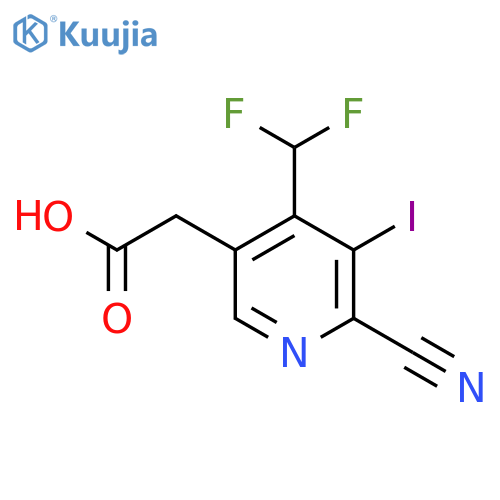 2-Cyano-4-(difluoromethyl)-3-iodopyridine-5-acetic acid structure
