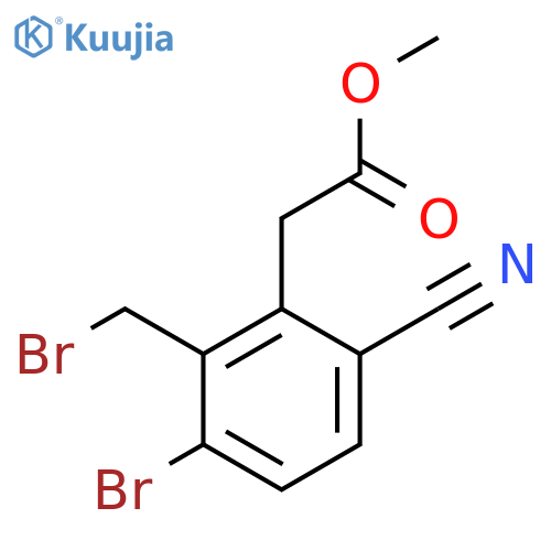 Methyl 3-bromo-2-bromomethyl-6-cyanophenylacetate structure