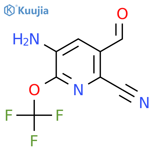 3-Amino-6-cyano-2-(trifluoromethoxy)pyridine-5-carboxaldehyde structure