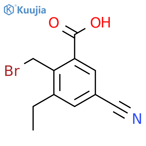 2-Bromomethyl-5-cyano-3-ethylbenzoic acid structure
