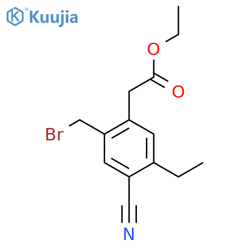 Ethyl 2-bromomethyl-4-cyano-5-ethylphenylacetate structure
