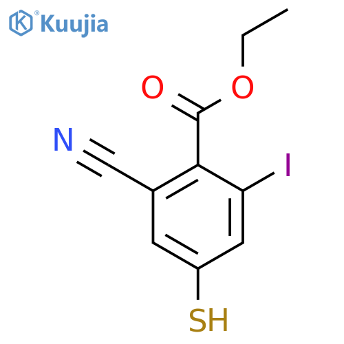 Ethyl 2-cyano-6-iodo-4-mercaptobenzoate structure