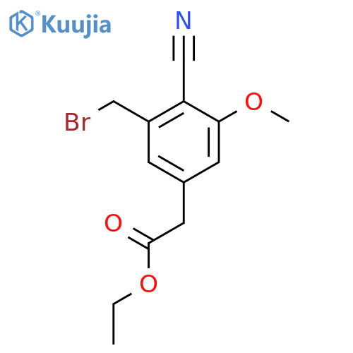 Ethyl 3-bromomethyl-4-cyano-5-methoxyphenylacetate structure