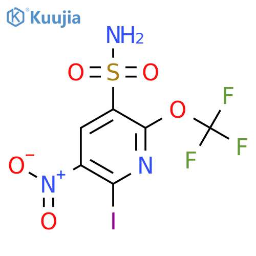 2-Iodo-3-nitro-6-(trifluoromethoxy)pyridine-5-sulfonamide structure