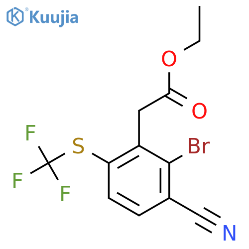 Ethyl 2-bromo-3-cyano-6-(trifluoromethylthio)phenylacetate structure