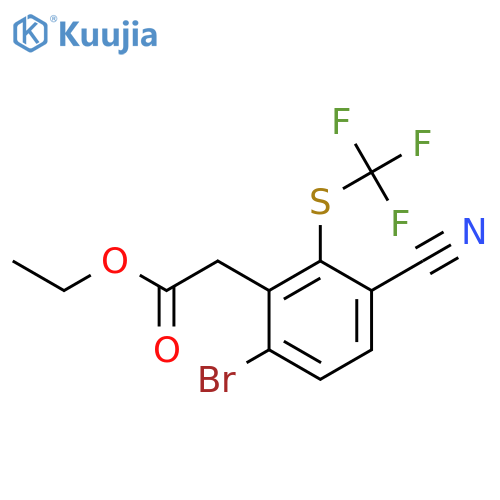 Ethyl 6-bromo-3-cyano-2-(trifluoromethylthio)phenylacetate structure