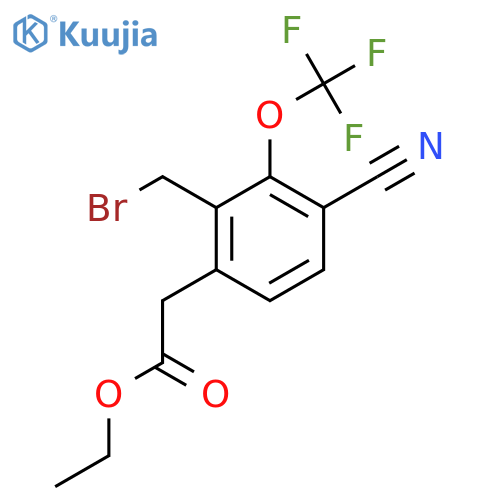 Ethyl 2-bromomethyl-4-cyano-3-(trifluoromethoxy)phenylacetate structure