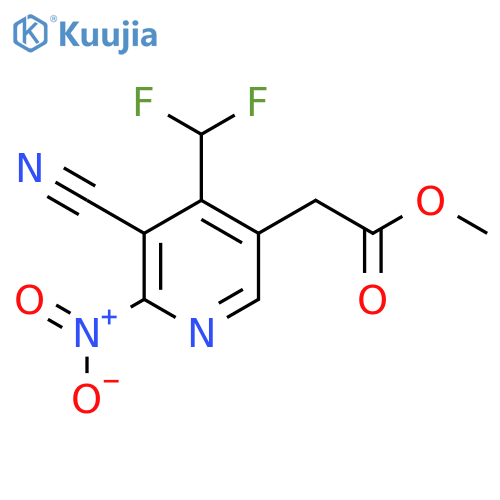 Methyl 3-cyano-4-(difluoromethyl)-2-nitropyridine-5-acetate structure