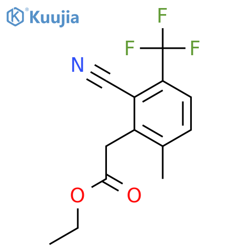 Ethyl 2-cyano-6-methyl-3-(trifluoromethyl)phenylacetate structure