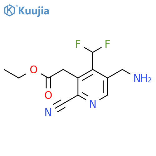 Ethyl 5-(aminomethyl)-2-cyano-4-(difluoromethyl)pyridine-3-acetate structure