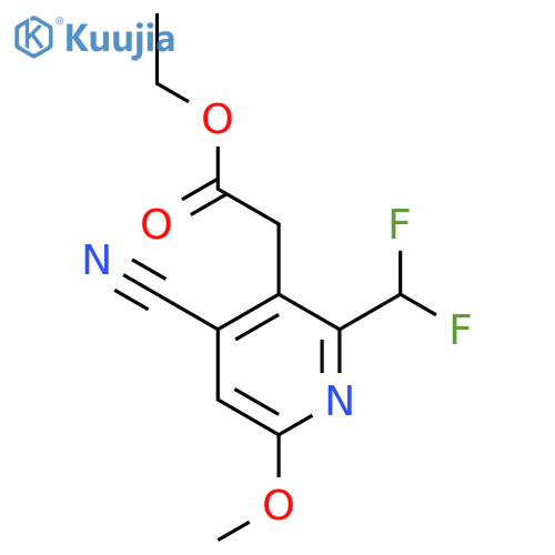 Ethyl 4-cyano-2-(difluoromethyl)-6-methoxypyridine-3-acetate structure