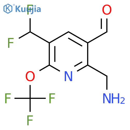 2-(Aminomethyl)-5-(difluoromethyl)-6-(trifluoromethoxy)pyridine-3-carboxaldehyde structure