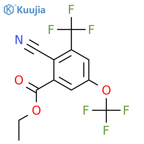 Ethyl 2-cyano-5-trifluoromethoxy-3-(trifluoromethyl)benzoate structure