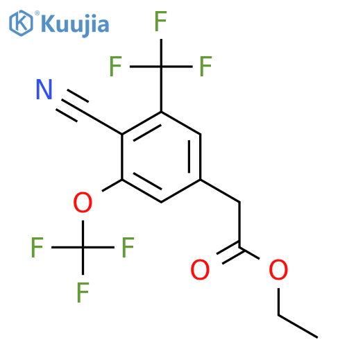 Ethyl 4-cyano-3-trifluoromethoxy-5-(trifluoromethyl)phenylacetate structure