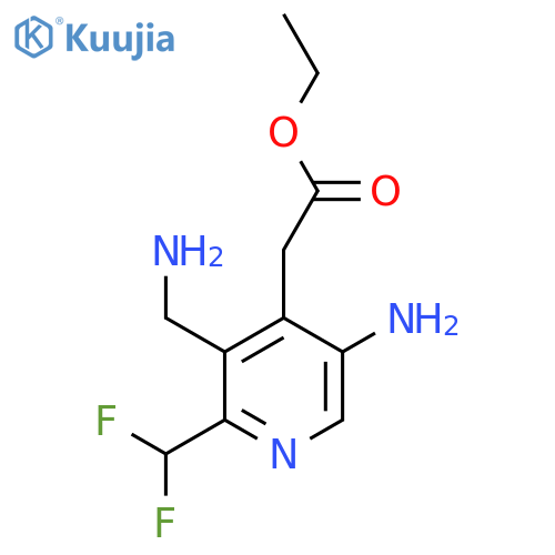 Ethyl 5-amino-3-(aminomethyl)-2-(difluoromethyl)pyridine-4-acetate structure