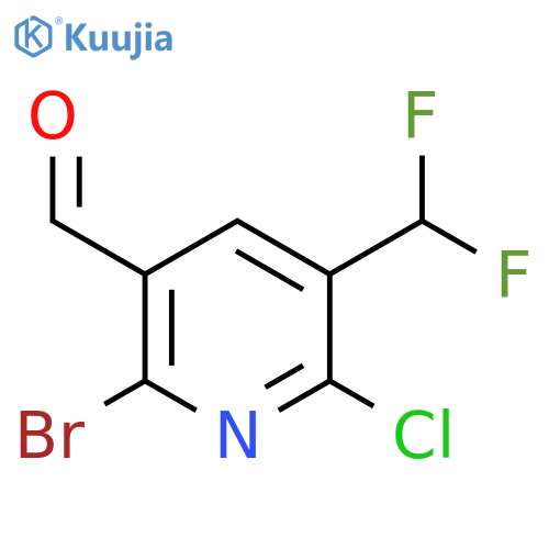 2-Bromo-6-chloro-5-(difluoromethyl)pyridine-3-carboxaldehyde structure