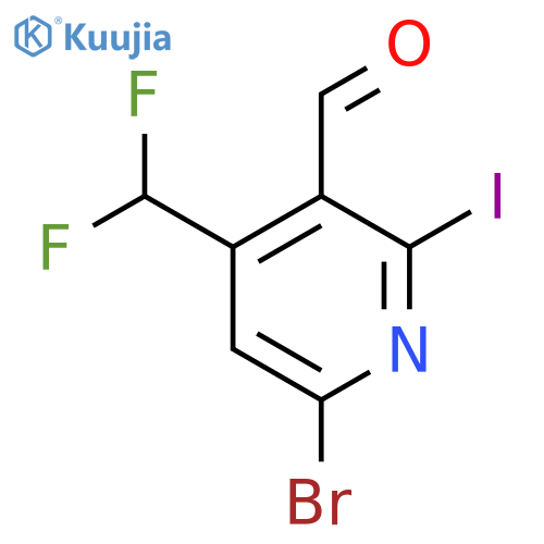 6-Bromo-4-(difluoromethyl)-2-iodopyridine-3-carboxaldehyde structure