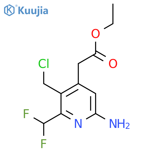 Ethyl 6-amino-3-(chloromethyl)-2-(difluoromethyl)pyridine-4-acetate structure