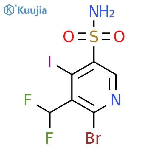 2-Bromo-3-(difluoromethyl)-4-iodopyridine-5-sulfonamide structure