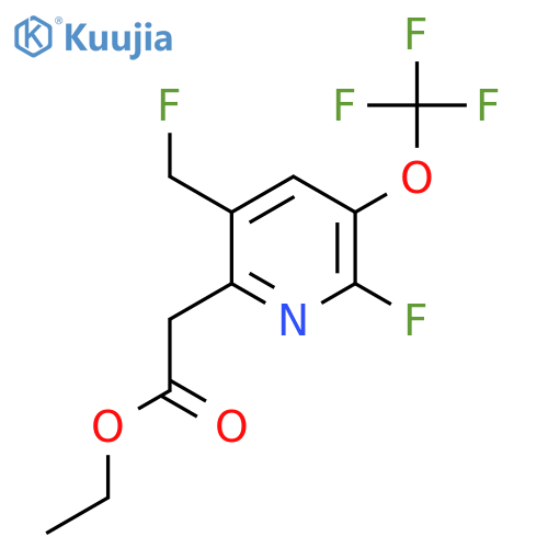 Ethyl 2-fluoro-5-(fluoromethyl)-3-(trifluoromethoxy)pyridine-6-acetate structure