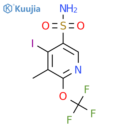 4-Iodo-3-methyl-2-(trifluoromethoxy)pyridine-5-sulfonamide structure