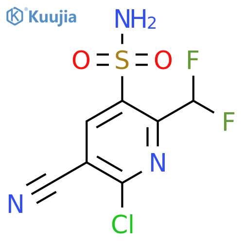 2-Chloro-3-cyano-6-(difluoromethyl)pyridine-5-sulfonamide structure