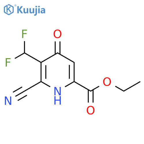 Ethyl 2-cyano-3-(difluoromethyl)-4-hydroxypyridine-6-carboxylate structure