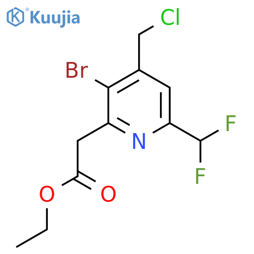 Ethyl 3-bromo-4-(chloromethyl)-6-(difluoromethyl)pyridine-2-acetate structure