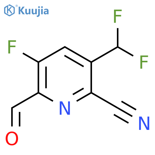 2-Cyano-3-(difluoromethyl)-5-fluoropyridine-6-carboxaldehyde structure