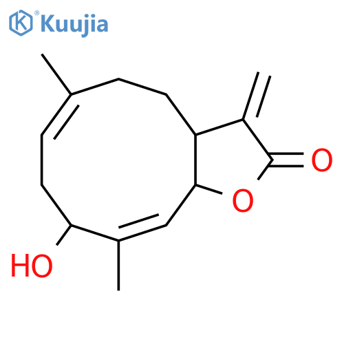 (6z,10e)-9-hydroxy-6,10-dimethyl-3-methylidene-3a,4,5,8,9,11a-hexahydrocyclodeca[b]furan-2-one structure