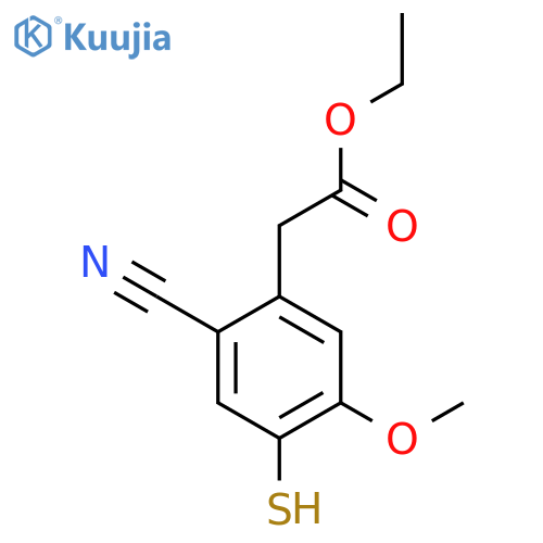 Ethyl 2-cyano-4-mercapto-5-methoxyphenylacetate structure