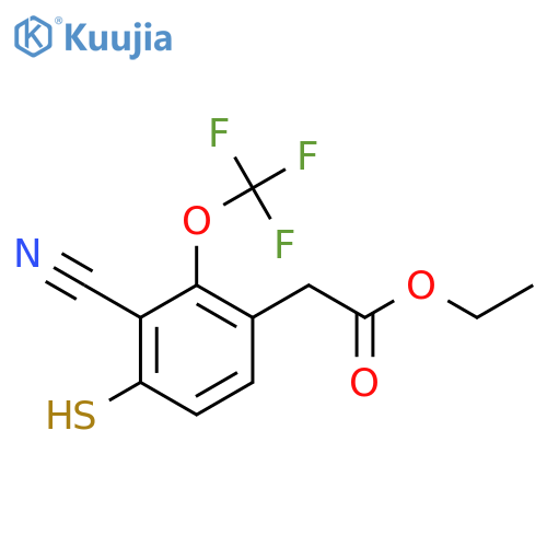 Ethyl 3-cyano-4-mercapto-2-(trifluoromethoxy)phenylacetate structure