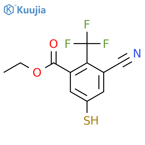 Ethyl 3-cyano-5-mercapto-2-(trifluoromethyl)benzoate structure