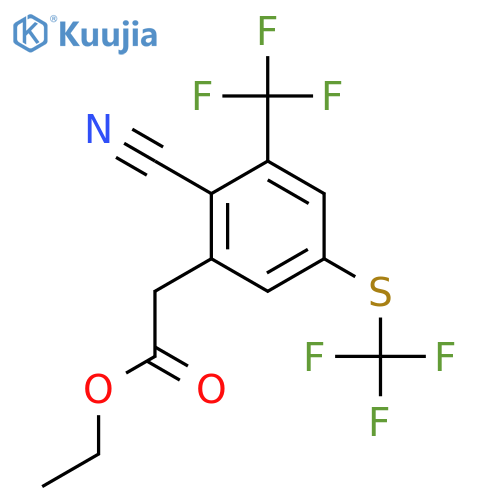 Ethyl 2-cyano-3-trifluoromethyl-5-(trifluoromethylthio)phenylacetate structure