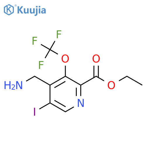 Ethyl 4-(aminomethyl)-5-iodo-3-(trifluoromethoxy)pyridine-2-carboxylate structure