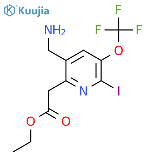 Ethyl 5-(aminomethyl)-2-iodo-3-(trifluoromethoxy)pyridine-6-acetate structure